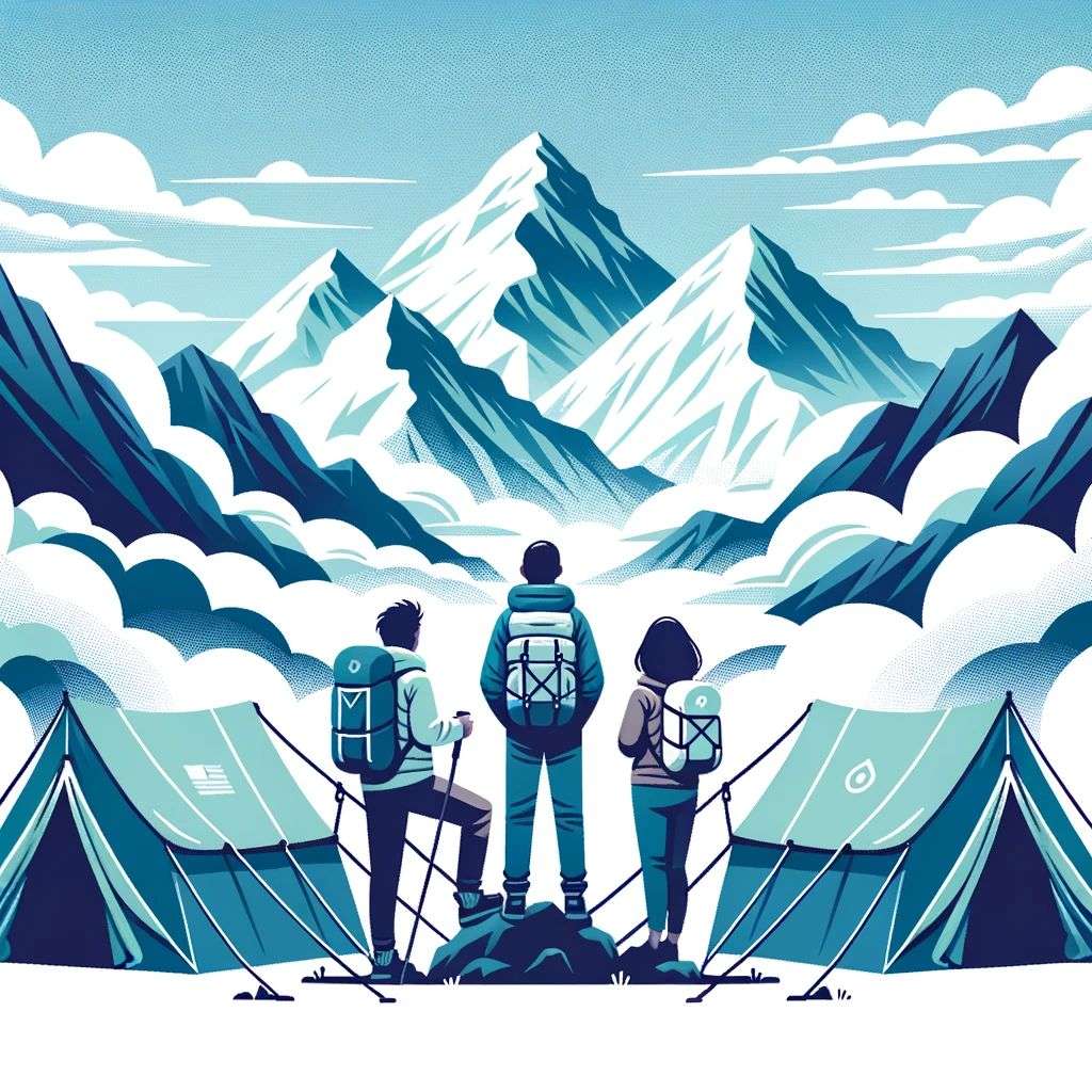 someone gazing at Mount Everest, brand mark